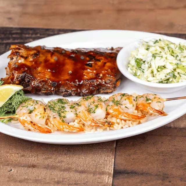 Half Rack of Ribs And Shrimp Combo.